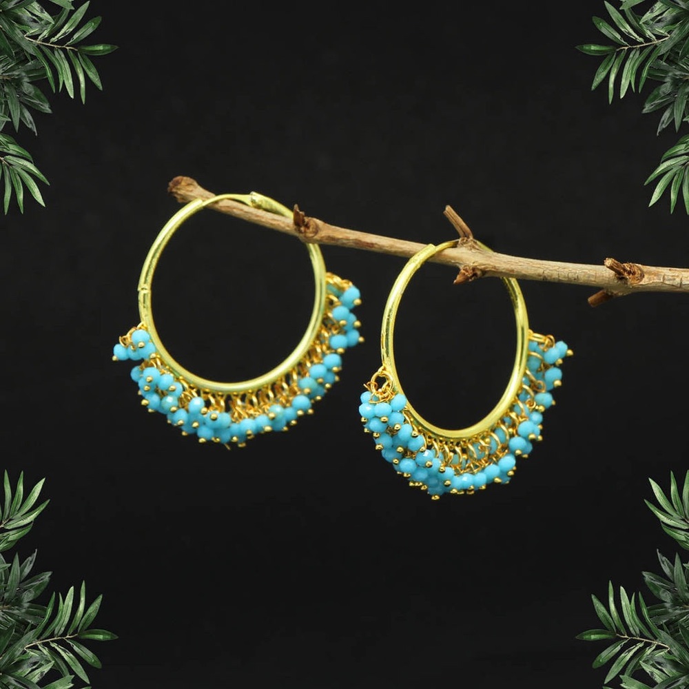 Blue Color Antique Hoop Earrings